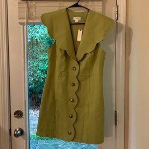 Anthropologie Maeve scalloped mini dress in green